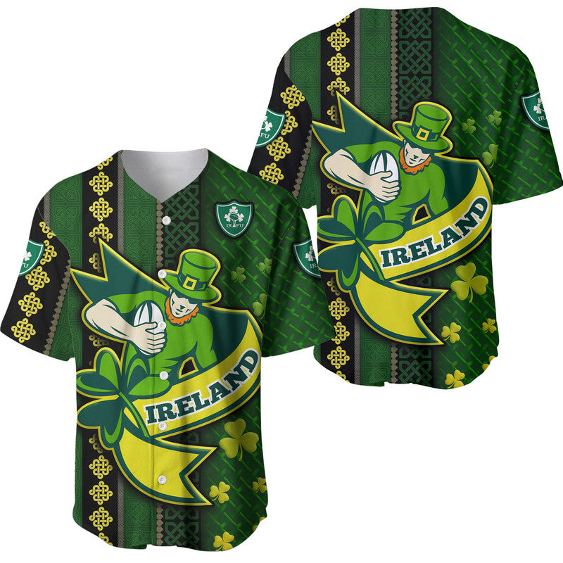 Ireland Celtic Knot Rugby Baseball Jersey Irish Gold and Green Pattern LT9 - Wonder Print Shop