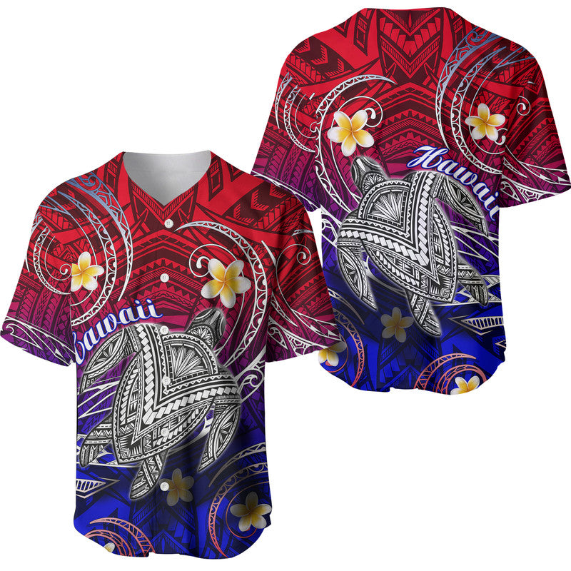 Hawaii Baseball Jersey Hawaiian Turtle Plumeria Mixed Polynesian Style LT9 - Wonder Print Shop