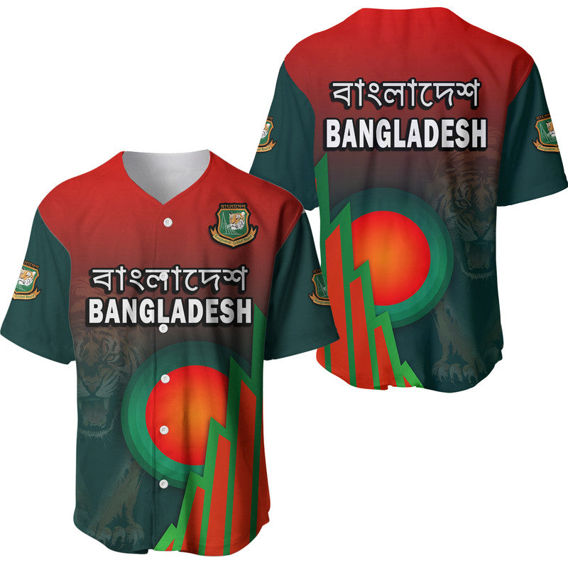 Bangladesh Bangla Tigers Cricket Baseball Jersey Tigers and Bangladesh Flag LT9 - Wonder Print Shop