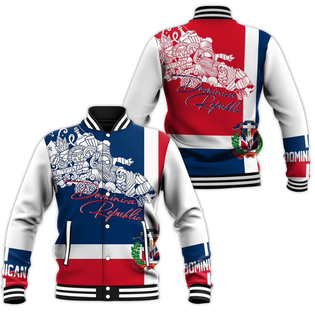 Dominican Republic Baseball Jacket Independence Day Flag Style LT7 - Wonder Print Shop