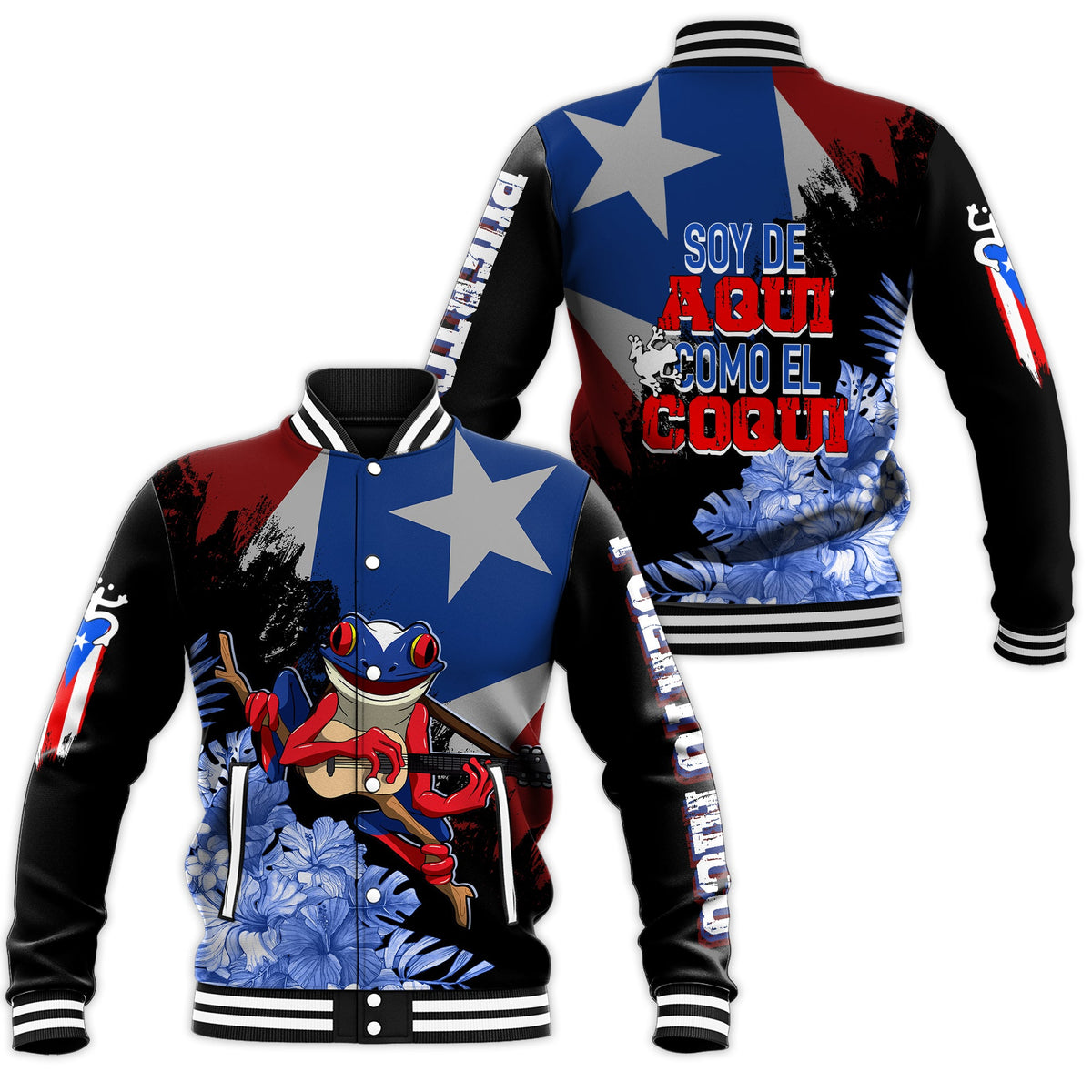 Puerto Rico Baseball Jacket Soy De Aqui Como El Coqui LT7 - Wonder Print Shop