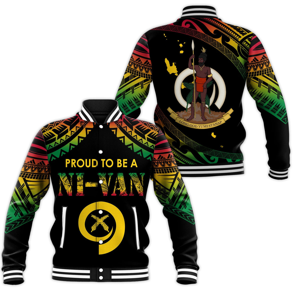 Vanuatu Proud To Be A Ni-Van - Polynesian Pattern Baseball Jacket LT7 - Wonder Print Shop