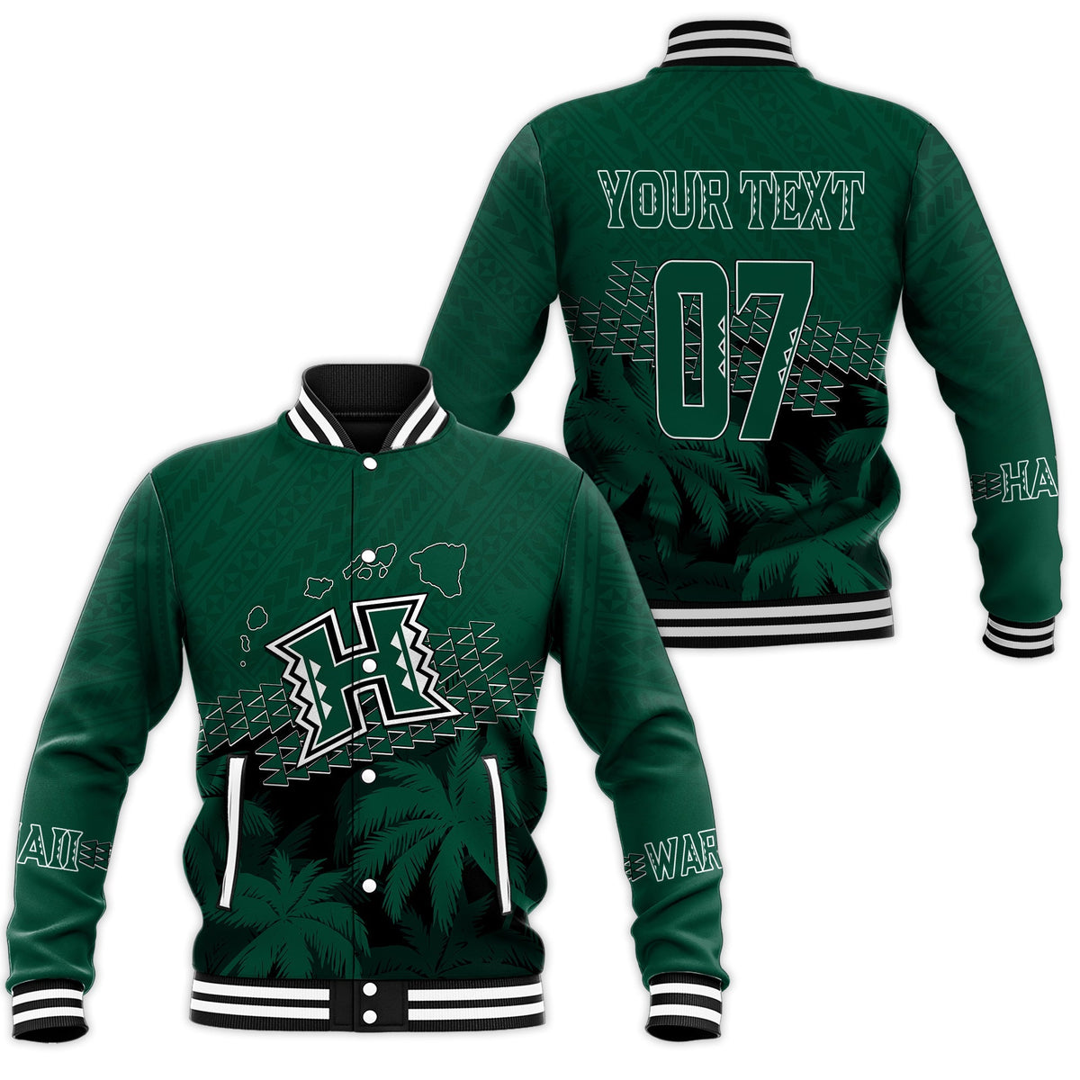 Personalised Hawaii Rainbow Warriors Baseball Jacket Laau Pama LT7 - Wonder Print Shop