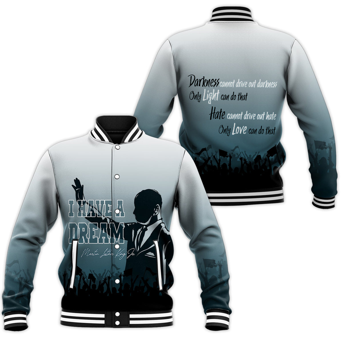 MLK Day Baseball Jacket I Have A Dream LT7 - Wonder Print Shop