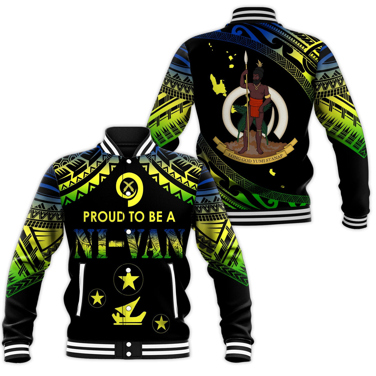 Vanuatu Proud To Be A Ni-Van - Polynesian Pattern Baseball Jacket - Malampa Province LT7 - Wonder Print Shop