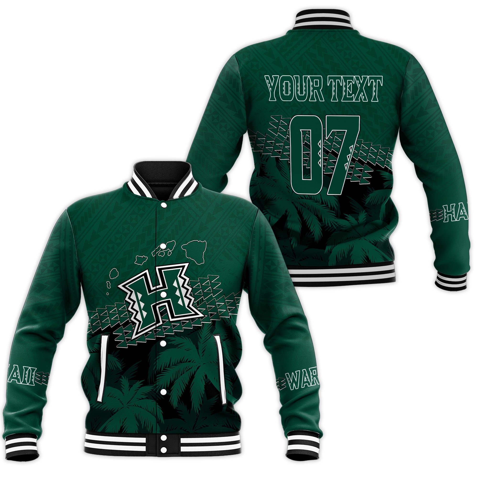 Personalised Hawaii Rainbow Warriors Baseball Jacket Laau Pama LT7 - Wonder Print Shop