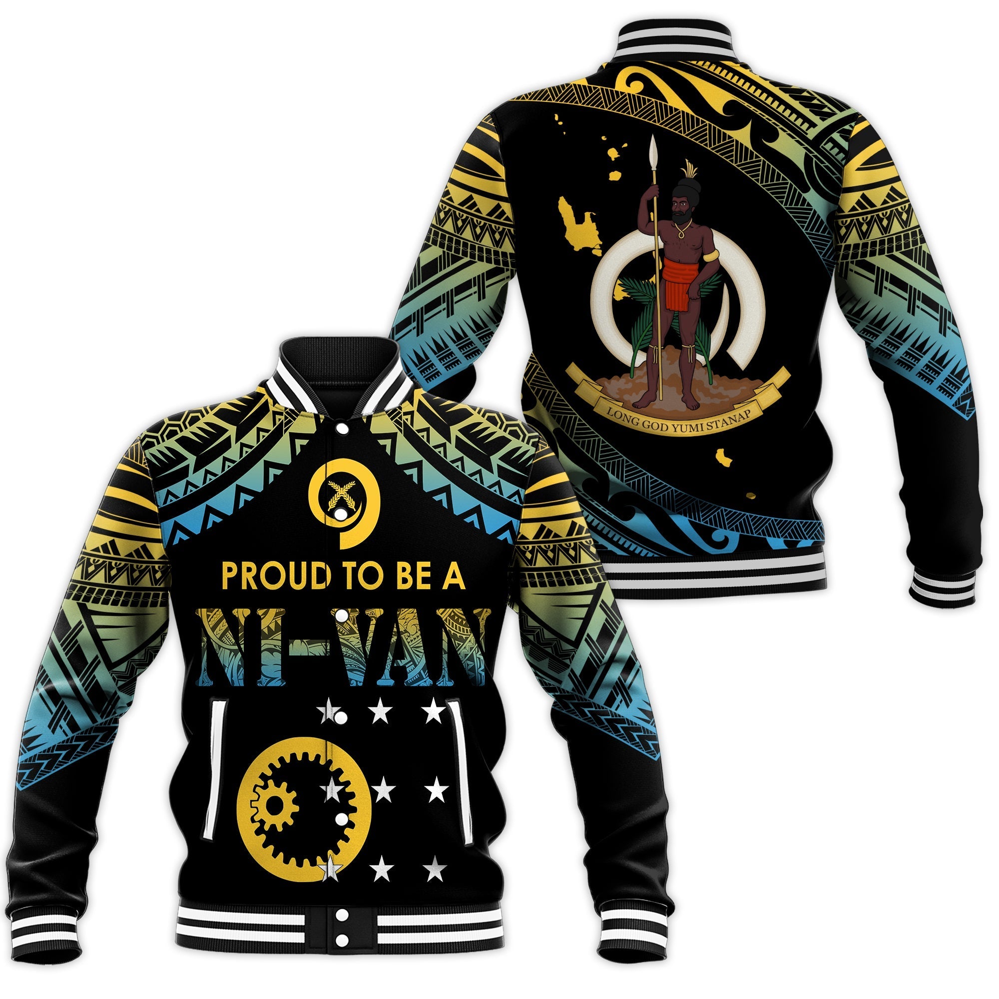 Vanuatu Proud To Be A Ni-Van - Polynesian Pattern Baseball Jacket - Sanma Province LT7 - Wonder Print Shop