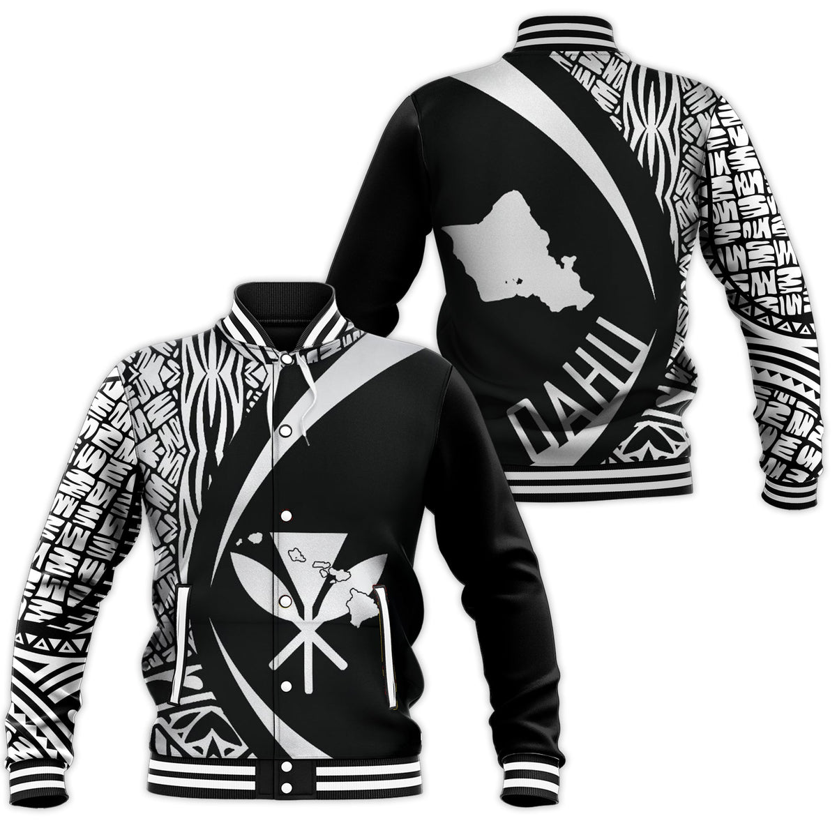 Oahu Kanaka Maoli Polynesian Baseball Jacket - Circle Style RLT7 - Wonder Print Shop