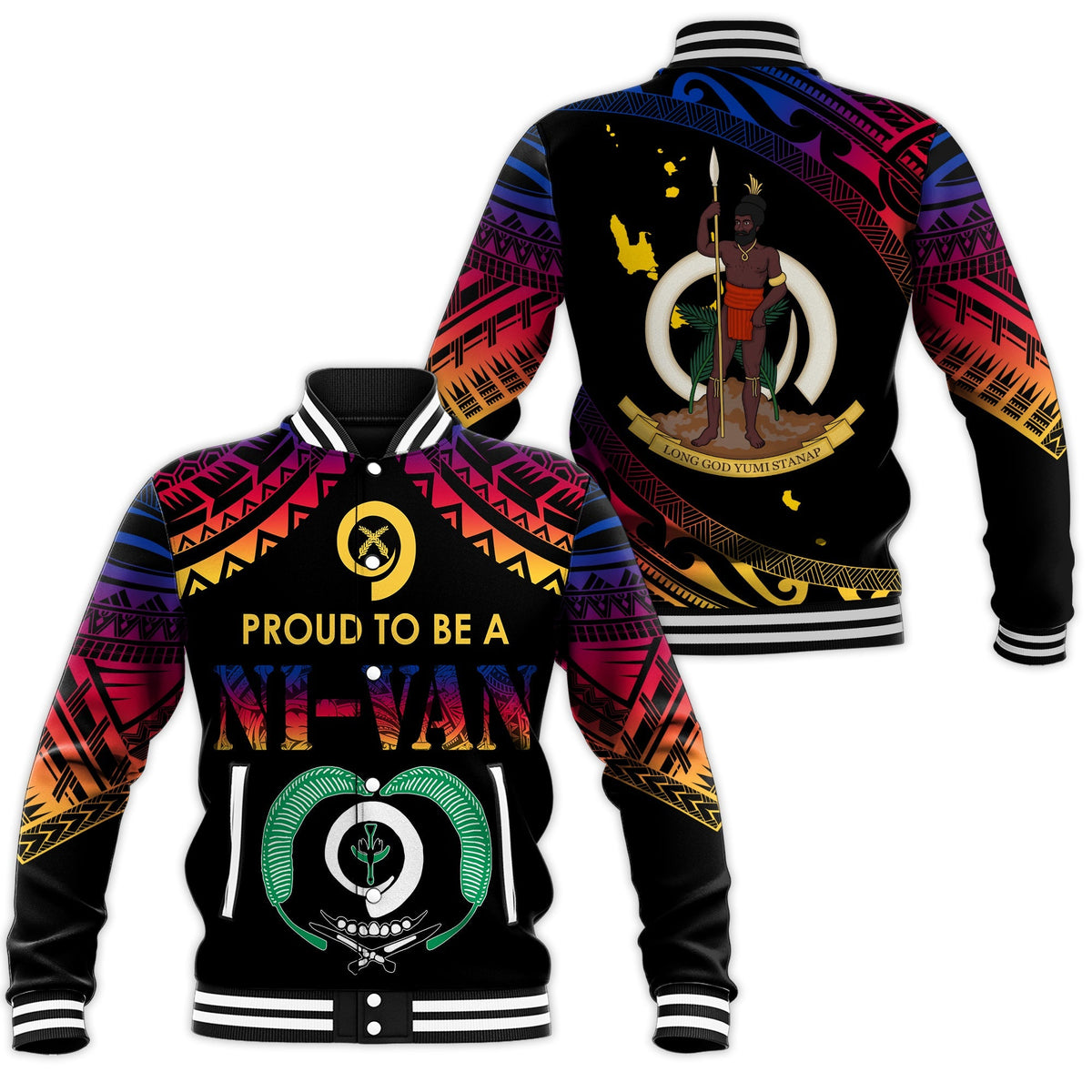 Vanuatu Proud To Be A Ni-Van - Polynesian Pattern Baseball Jacket - Torba Province LT7 - Wonder Print Shop