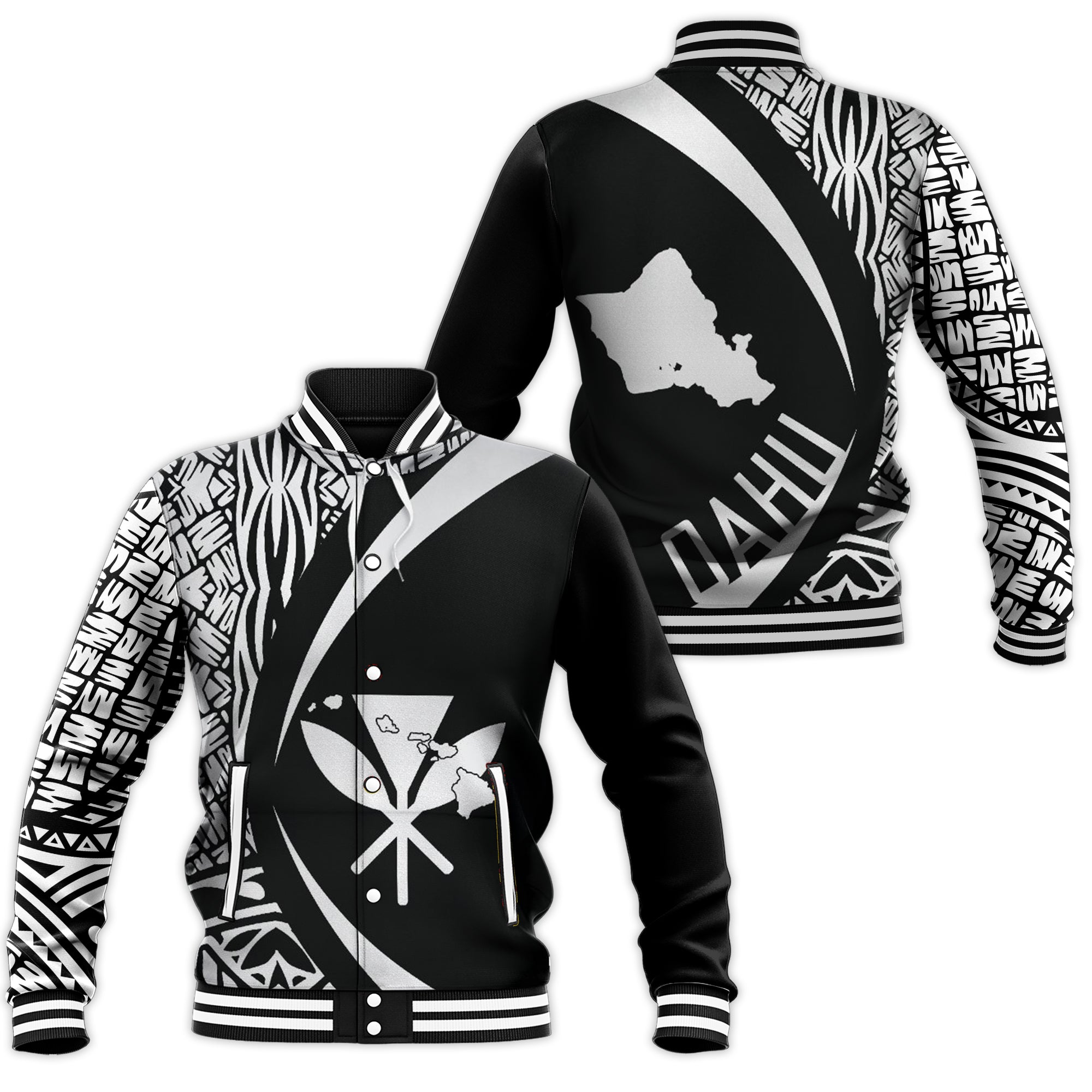 Oahu Kanaka Maoli Polynesian Baseball Jacket - Circle Style RLT7 - Wonder Print Shop