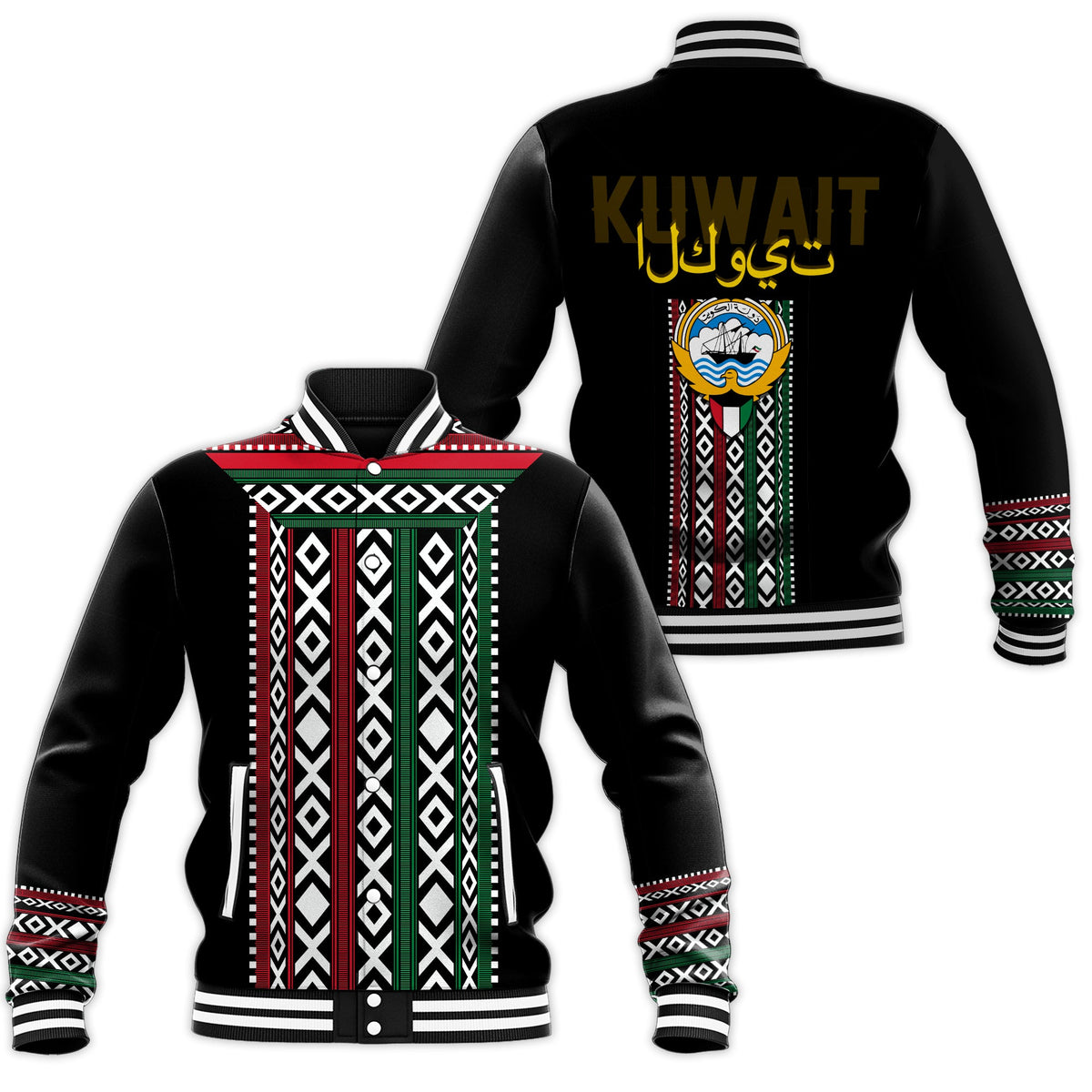 Kuwait Al Sadu Pattern Baseball Jacket Modern Style LT7 - Wonder Print Shop