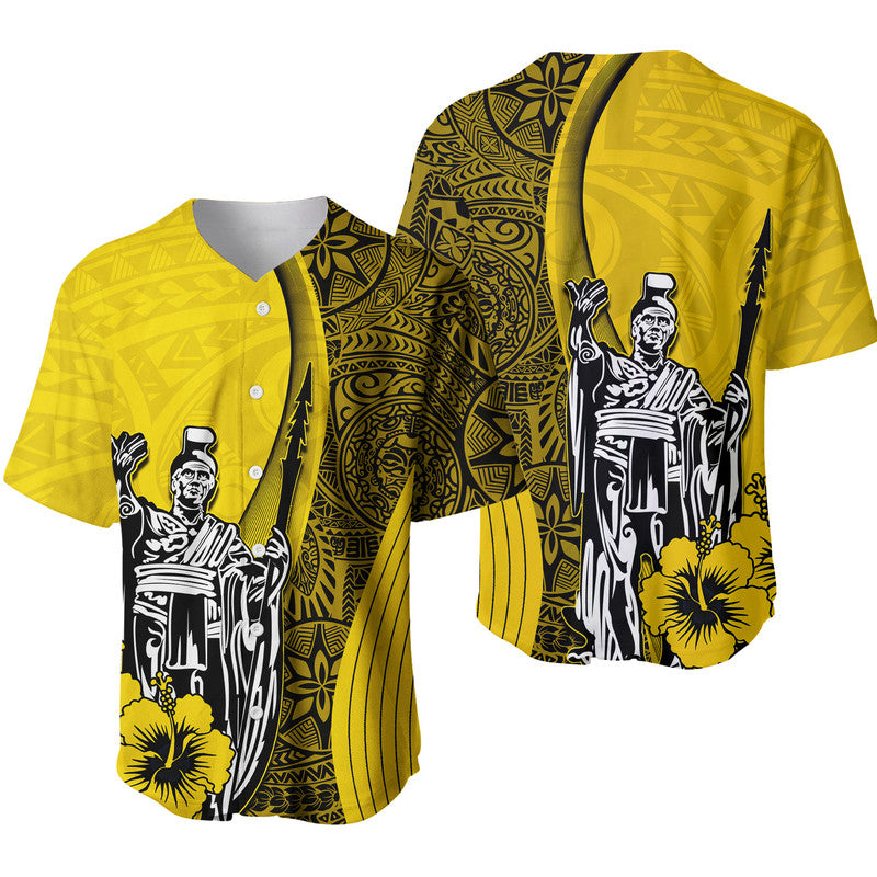 Hawaiian King Kamehameha Baseball Jersey Vibe Yellow Style LT6 - Wonder Print Shop