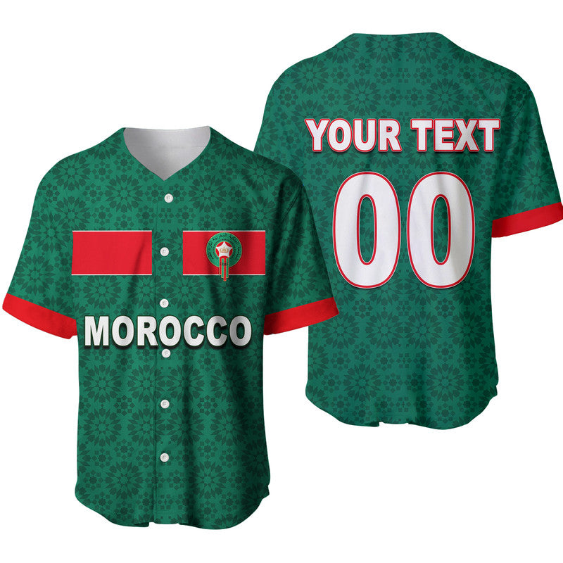 (Custom Personalised And Number) Morocco Soccer Baseball Jersey World Cup Champions Green Style LT6 - Wonder Print Shop