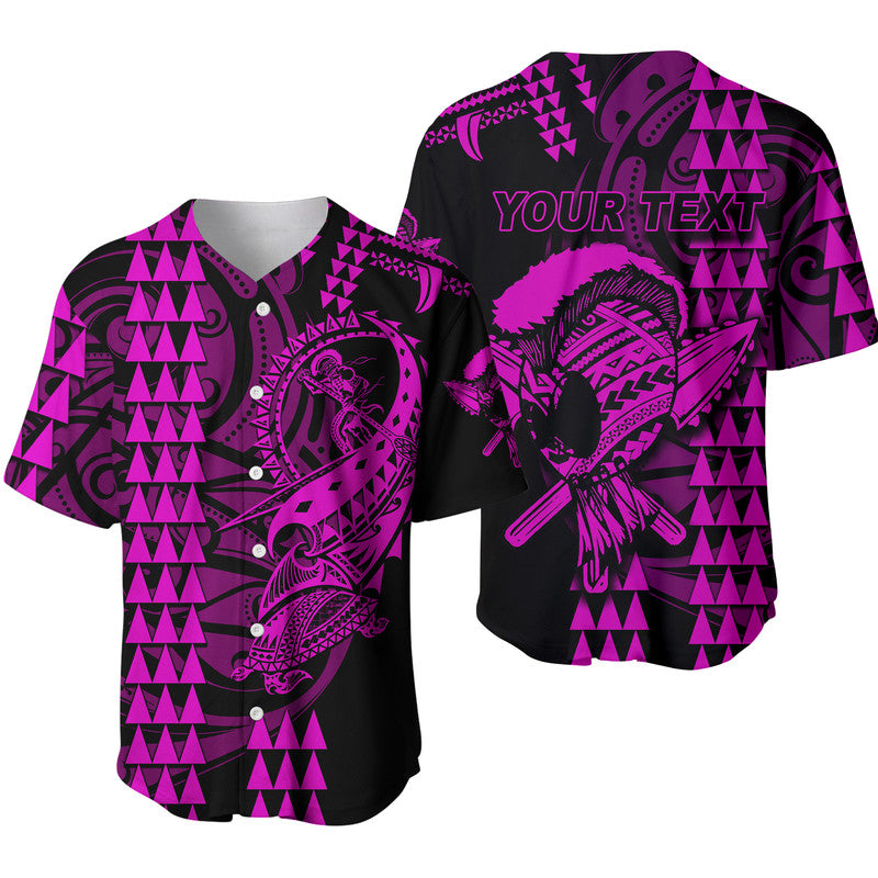 Custom Personalised Hawaii Polynesian Warrior Kakau Baseball Jersey-Purple LT6 - Wonder Print Shop