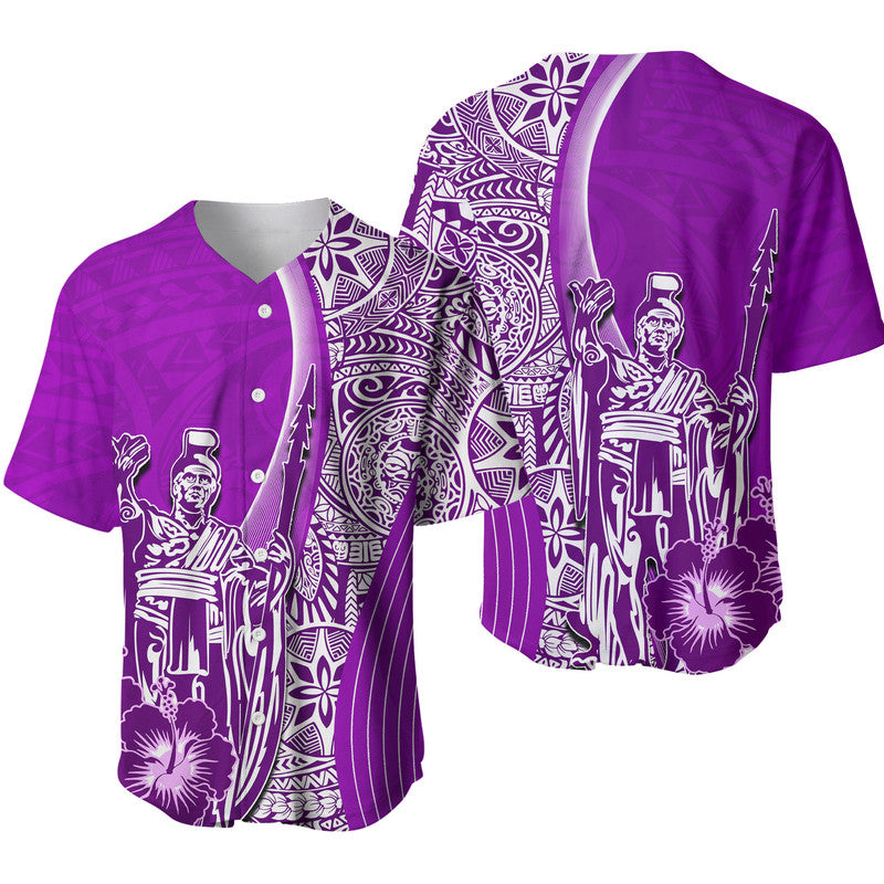 Hawaiian King Kamehameha Baseball Jersey Vibe Purple Style LT6 - Wonder Print Shop