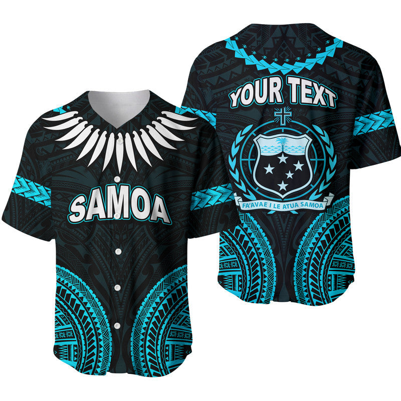 Custom Personalised Samoa Ula Nifo Tribal Baseball Jersey Blue Style LT6 - Wonder Print Shop