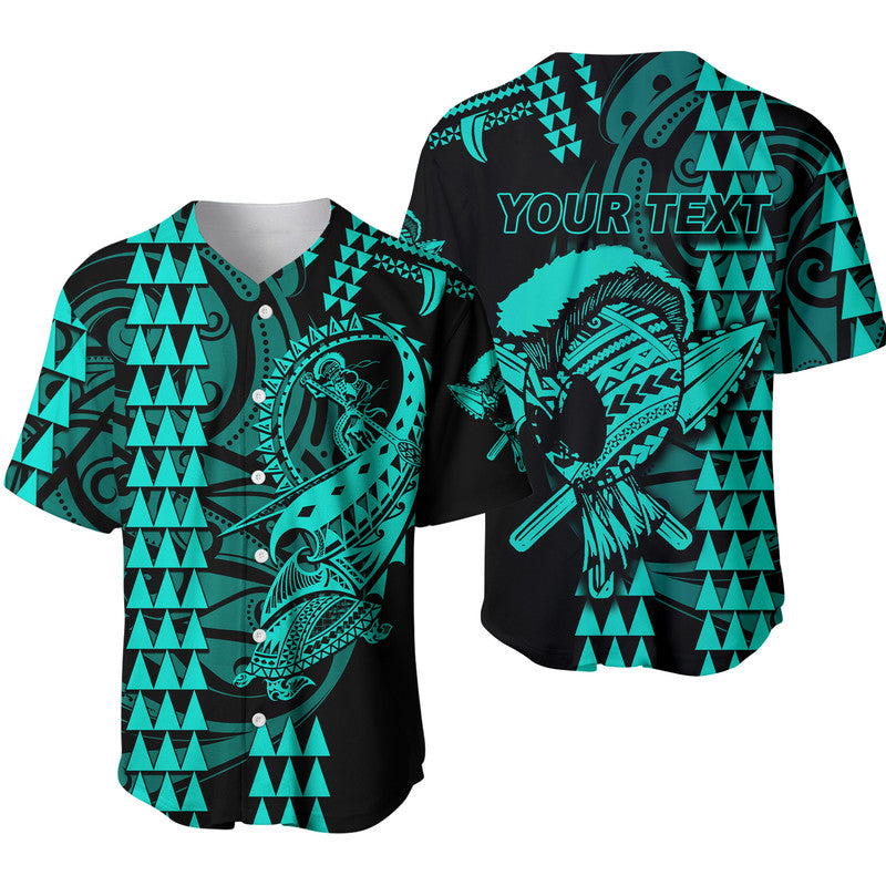 Custom Personalised Hawaii Polynesian Warrior Kakau Baseball Jersey-Green LT6 - Wonder Print Shop