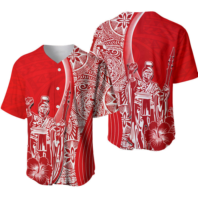 Hawaiian King Kamehameha Baseball Jersey Vibe Red Style LT6 - Wonder Print Shop