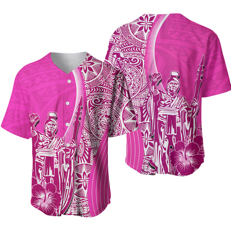 Hawaiian King Kamehameha Baseball Jersey Vibe Pink Style LT6 - Wonder Print Shop