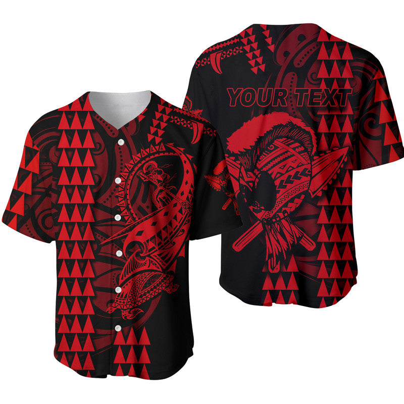 Custom Personalised Hawaii Polynesian Warrior Kakau Baseball Jersey-Blue LT6 - Wonder Print Shop