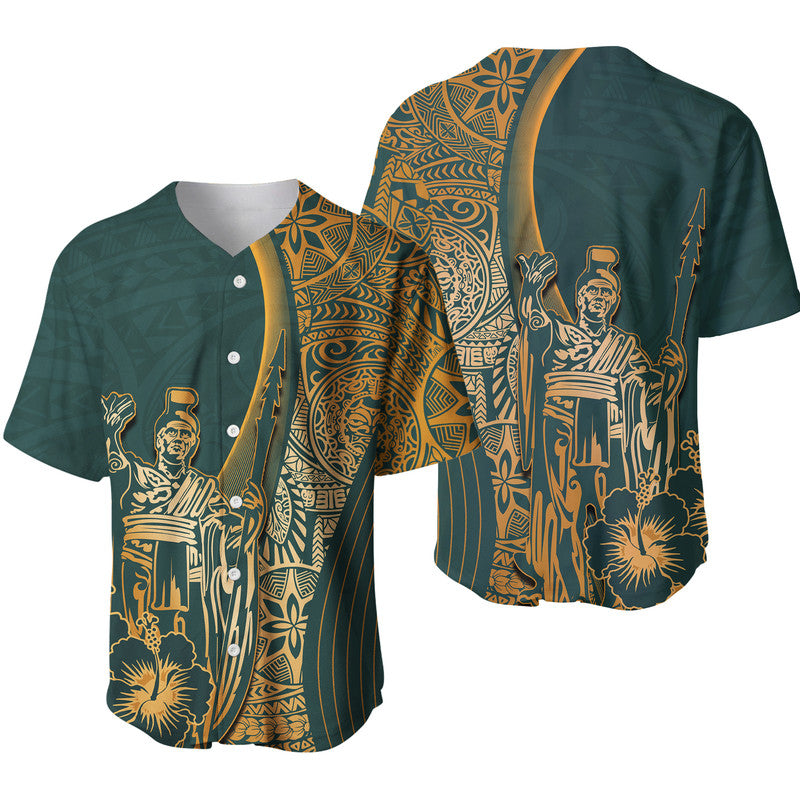 Hawaiian King Kamehameha Baseball Jersey Vibe Green Style LT6 - Wonder Print Shop