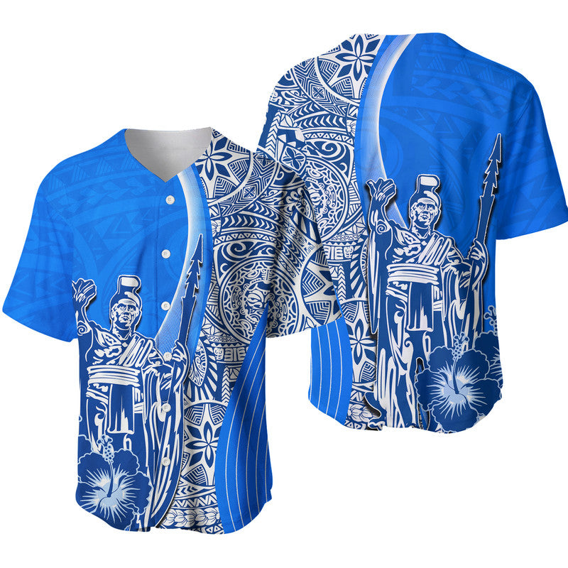 Hawaiian King Kamehameha Baseball Jersey Vibe Blue Style LT6 - Wonder Print Shop