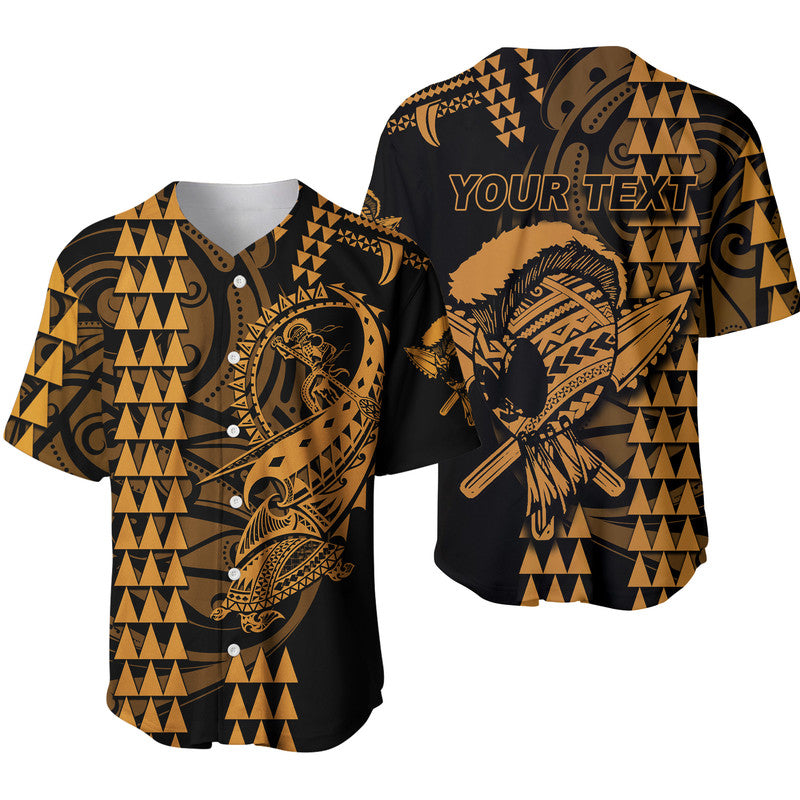 Custom Personalised Hawaii Polynesian Warrior Kakau Baseball Jersey-Orange LT6 - Wonder Print Shop