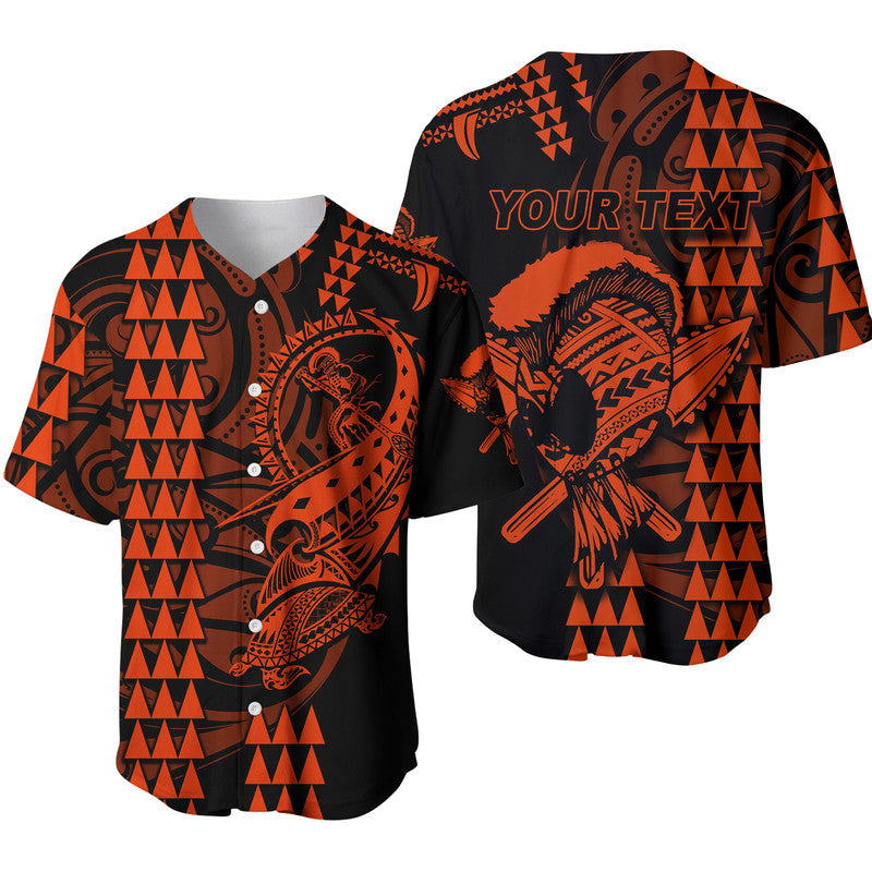 Custom Personalised Hawaii Polynesian Warrior Kakau Baseball Jersey-Red LT6 - Wonder Print Shop
