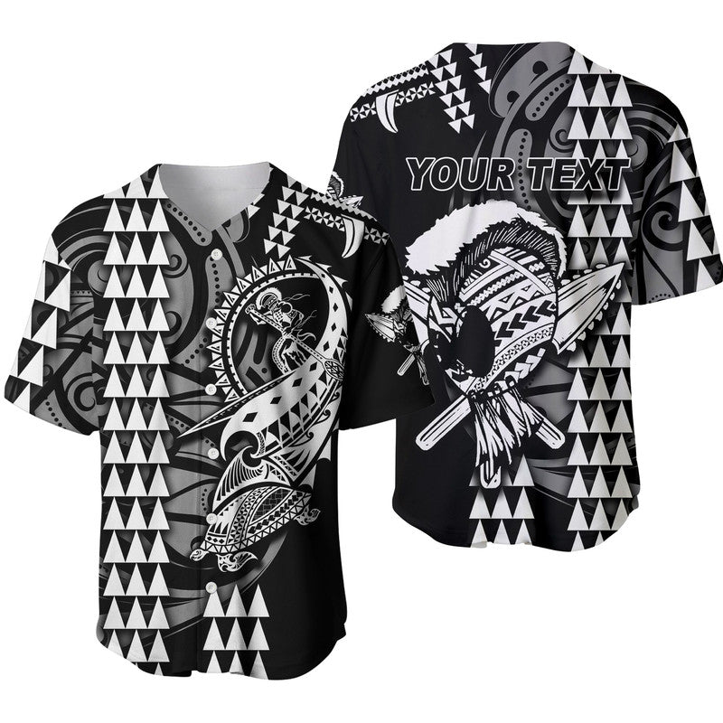 Custom Personalised Hawaii Polynesian Warrior Kakau Baseball Jersey-White LT6 - Wonder Print Shop