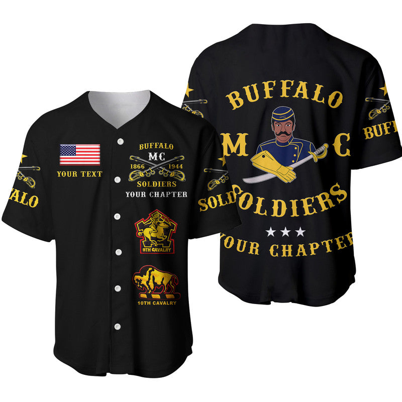 (Custom Personalised) Buffalo Soldiers Motorcycle Club BSMC Baseball Jersey Original Style - Black LT8 - Wonder Print Shop