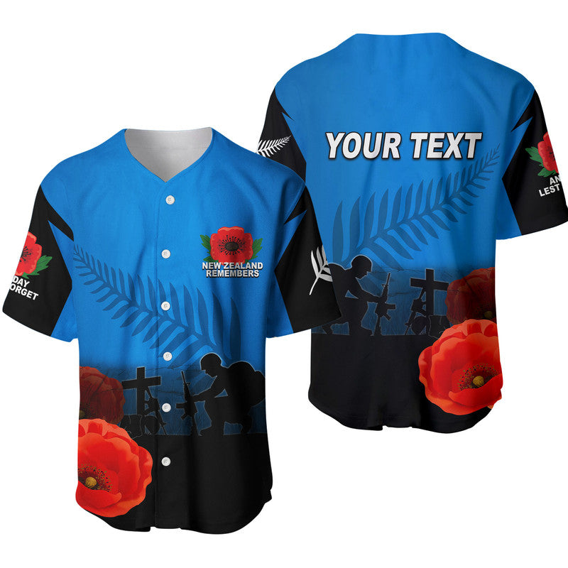 (Custom Personalised) Anzac Day- New Zealand Remembers Baseball Jersey LT6 - Wonder Print Shop
