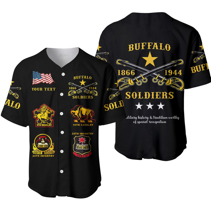 (Custom Personalised) Buffalo Soldiers Baseball Jersey African American Military Original Style - Black LT8 - Wonder Print Shop