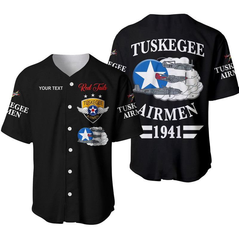 (Custom Personalised) Tuskegee Airmen Baseball JerseyThe Red Tails Simplified Vibes - Black LT8 - Wonder Print Shop