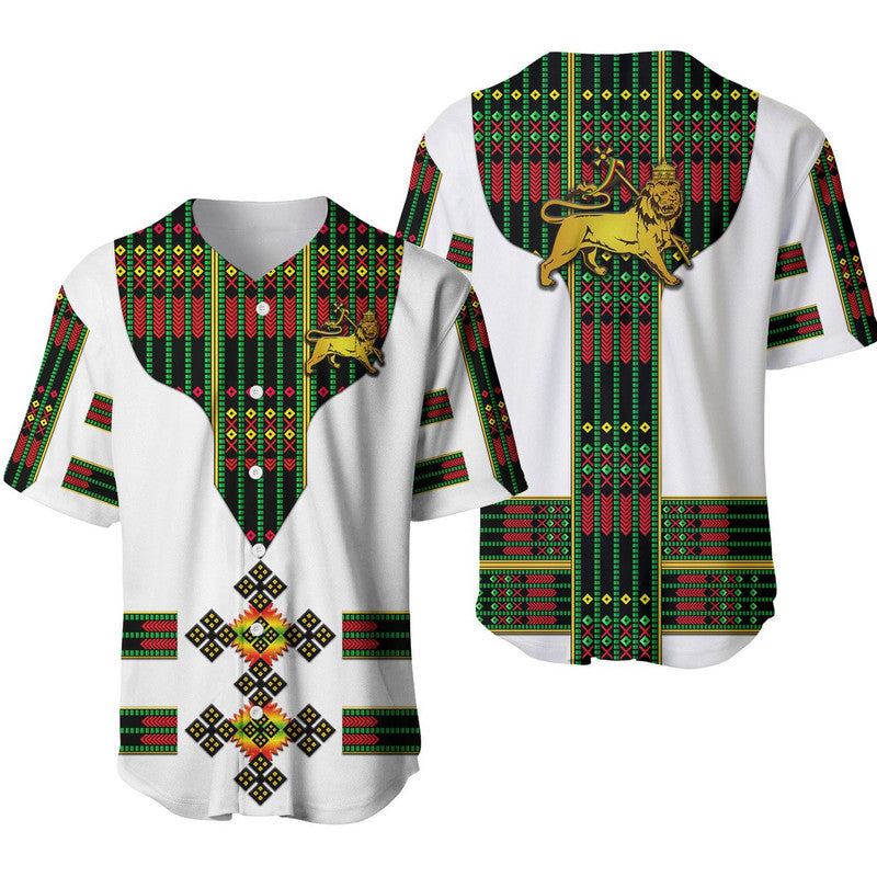 Ethiopia Baseball Jersey Ethiopian Lion Of Judah Tibeb Vibes - Flag Style LT8 - Wonder Print Shop