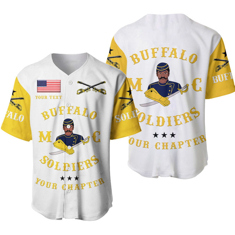 (Custom Personalised) Buffalo Soldiers Motorcycle Club BSMC Baseball Jersey Simple Style - White Gold LT8 - Wonder Print Shop