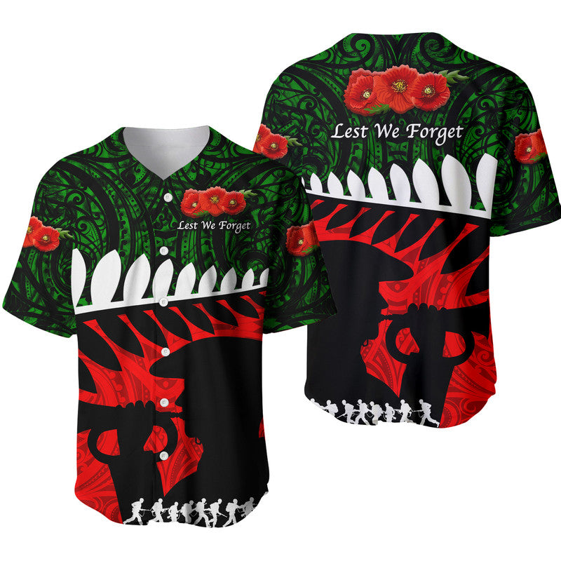 New Zealand Maori ANZAC Baseball Jersey Remembrance Soldier Green LT8 - Wonder Print Shop