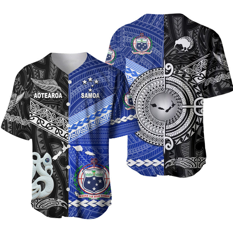 Samoa and New Zealand Baseball Jersey Together Black LT8 - Wonder Print Shop