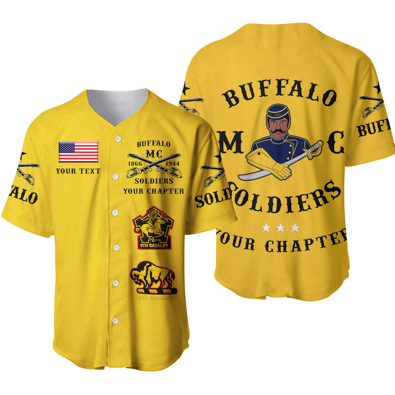 (Custom Personalised) Buffalo Soldiers Motorcycle Club BSMC Baseball Jersey Original Style - Gold LT8 - Wonder Print Shop