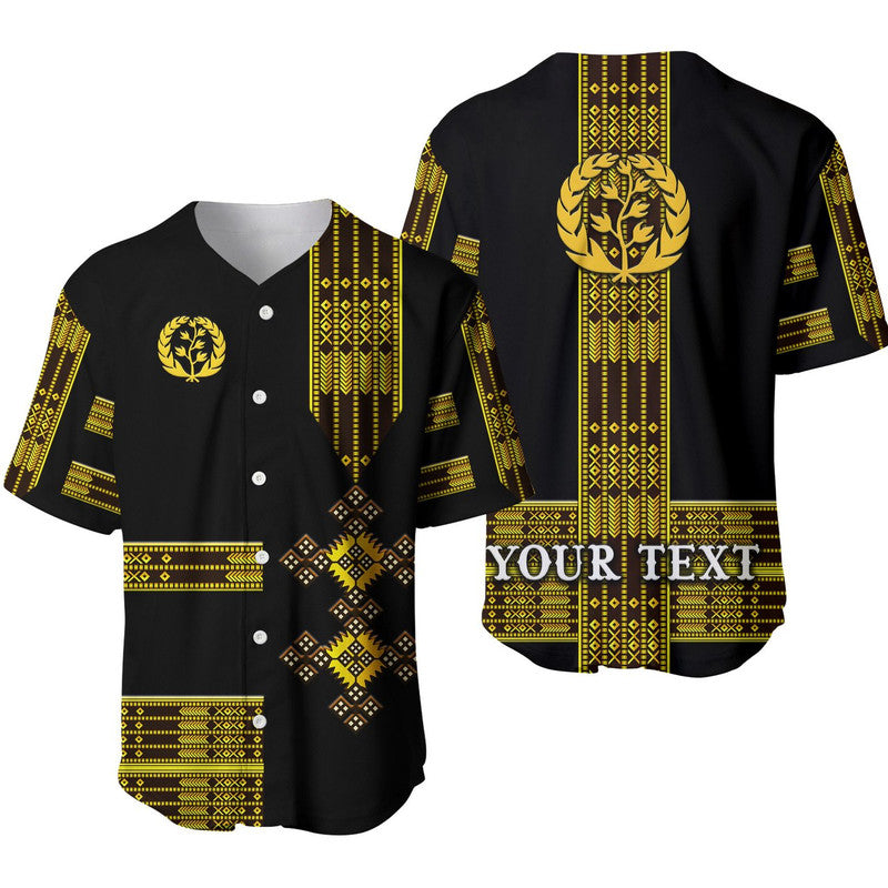 (Custom Personalised) Eritrea Baseball Jersey Fancy Simple Tibeb Style - Black LT8 - Wonder Print Shop