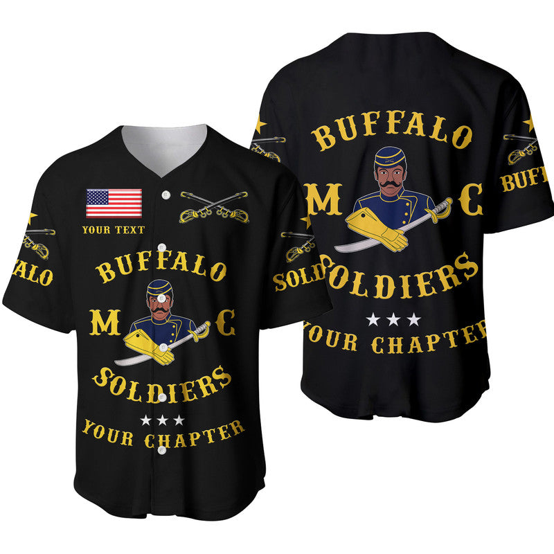 (Custom Personalised) Buffalo Soldiers Motorcycle Club BSMC Baseball Jersey Simple Style - Black LT8 - Wonder Print Shop