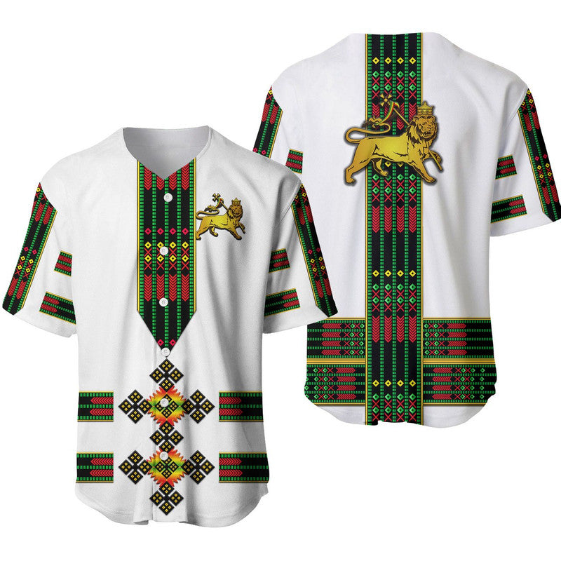 Ethiopia Baseball Jersey Ethiopian Lion Of Judah Tibeb Vibes NO.1 Ver - Flag Style LT8 - Wonder Print Shop