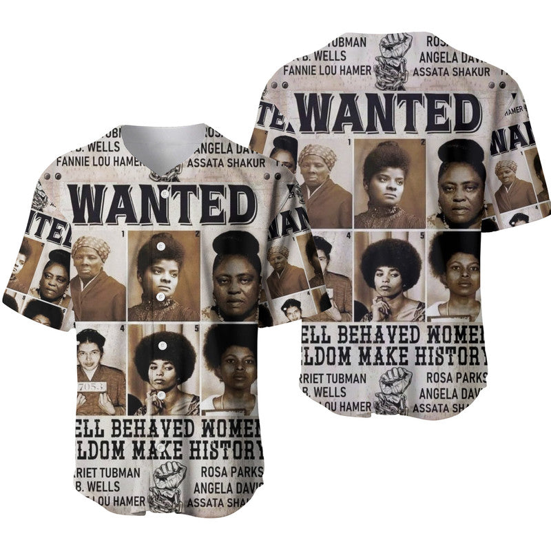 Civil Rights Female Leaders Baseball Jersey Wanted Version LT8 - Wonder Print Shop