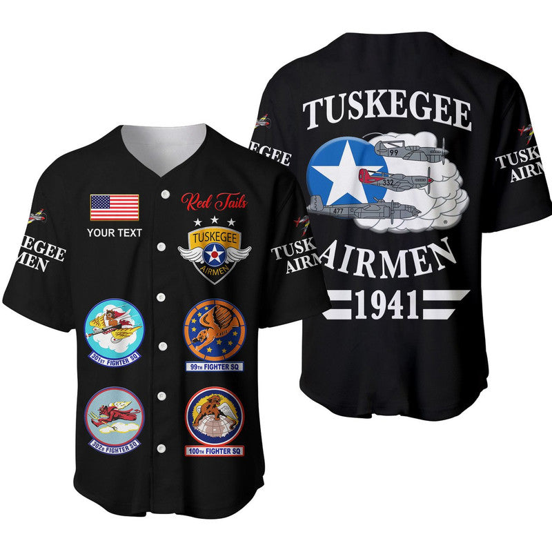 (Custom Personalised) Tuskegee Airmen Baseball JerseyThe Red Tails Simple Style - Black LT8 - Wonder Print Shop