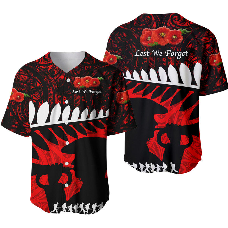New Zealand Maori ANZAC Baseball Jersey Remembrance Soldier Red LT8 - Wonder Print Shop