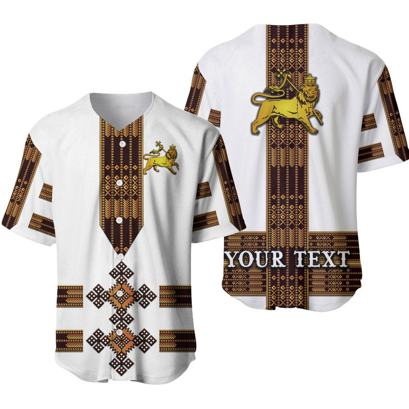 (Custom Personalised) Ethiopia Baseball Jersey Ethiopian Lion Of Judah Tibeb Vibes NO.1 Ver - White LT8 - Wonder Print Shop