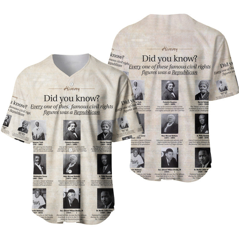 Civil Rights Leaders Baseball Jersey Did You Know History Vibes LT8 - Wonder Print Shop