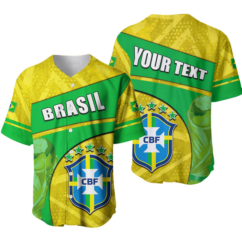 (Custom Personalised) Brasil World Cup 2022 Baseball Jersey Basic Style  LT6 - Wonder Print Shop