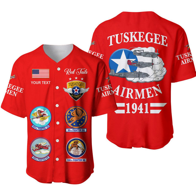 (Custom Personalised) Tuskegee Airmen Baseball JerseyThe Red Tails Simple Style - Red LT8 - Wonder Print Shop