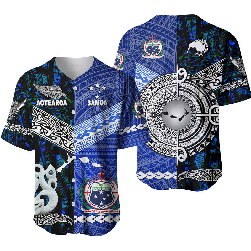 Samoa and New Zealand Baseball Jersey Together Blue LT8 - Wonder Print Shop