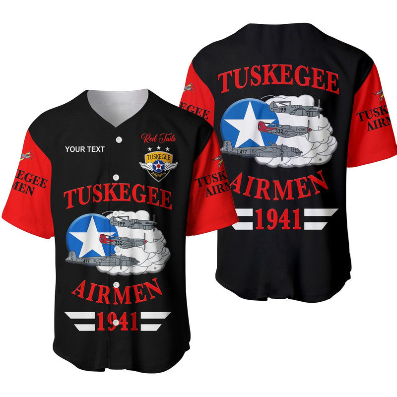 (Custom Personalised) Tuskegee Airmen Baseball JerseyThe Red Tails Original Style - Black Red LT8 - Wonder Print Shop